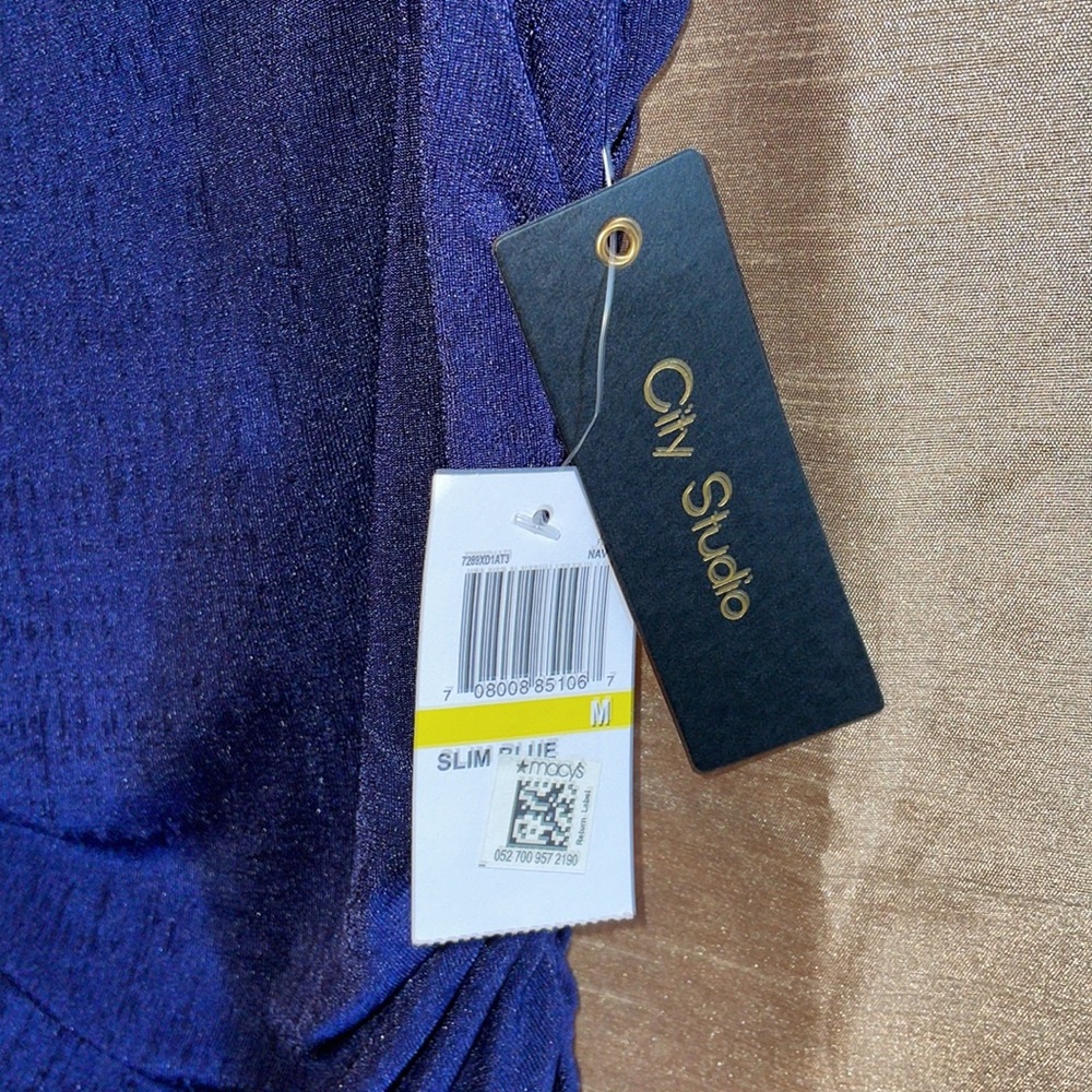 NWT.  City Studio Navy Blue slim evening gown.  Size M - Picture 6 of 9